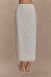 Kensley Broderie Midi Skirt White