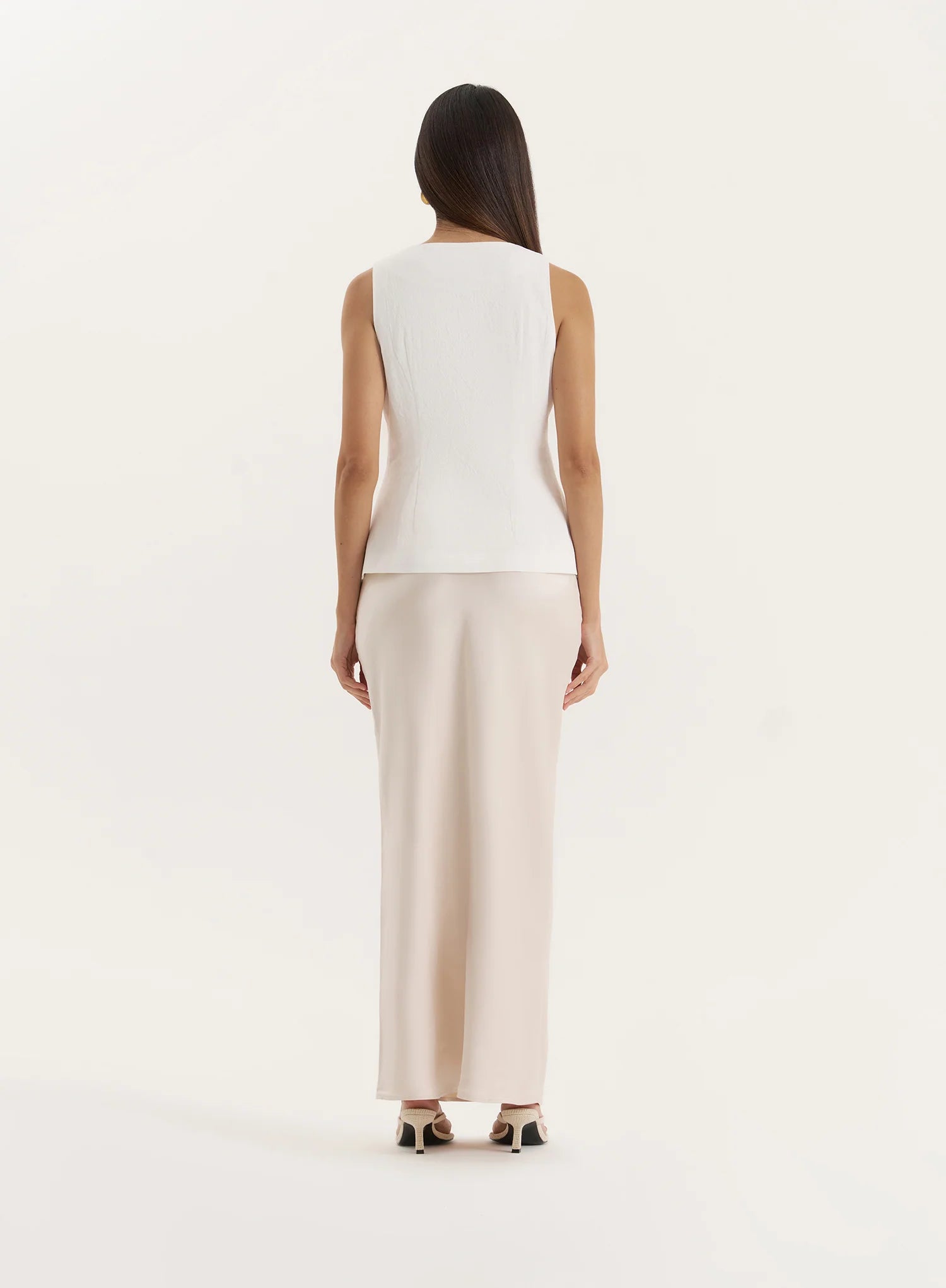 White Contrast Gold Button Tailored Waistcoat