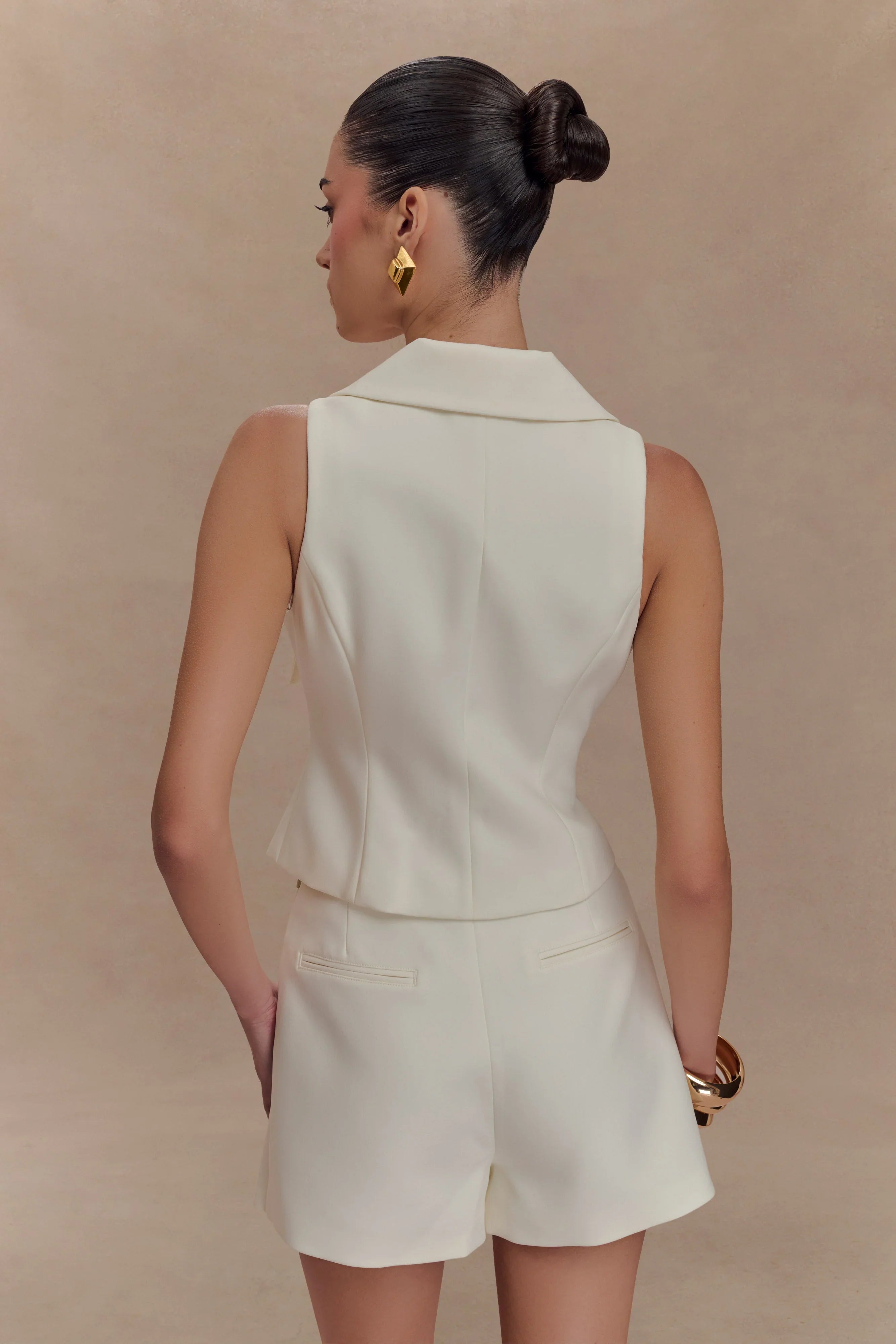 Alix Mixed Button Vest Ivory