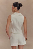 Alix Mixed Button Vest Ivory