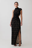 Trinh One Shoulder Maxi Dress Black