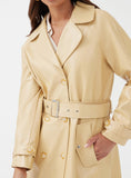 Butter Longline Belted Faux Leather Coat