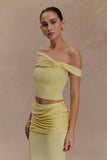 Irene Gathered Knit Top Lemon