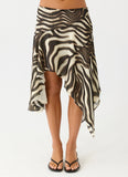 Kia Low Rise Asymmetrical Midi Skirt Zebra