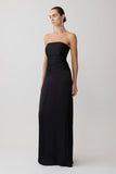 Serena Strapless Taffeta Maxi Dress Black