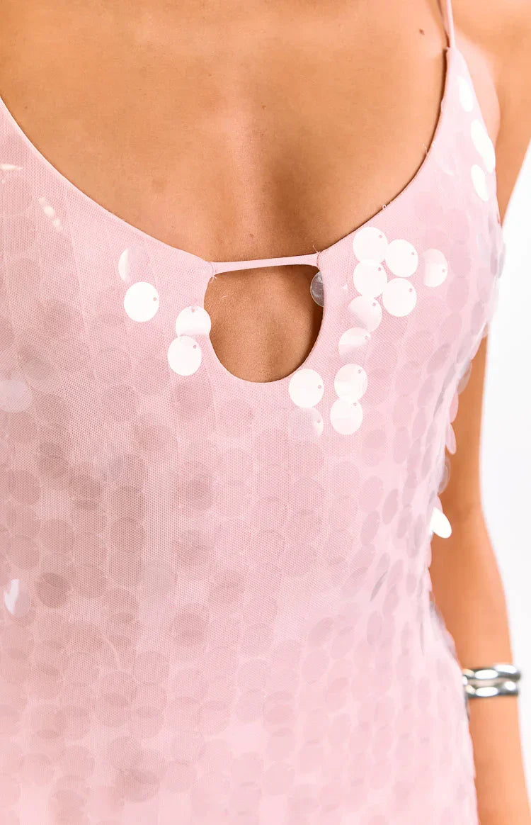 Lyanna Pink Sequin Maxi Dress