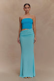 Jasiel Strapless Knit Maxi Dress Cyan Blue