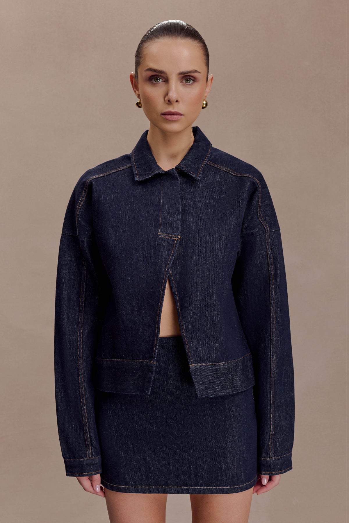 Olandria Oversized Jacket Top Washed Indigo Blue