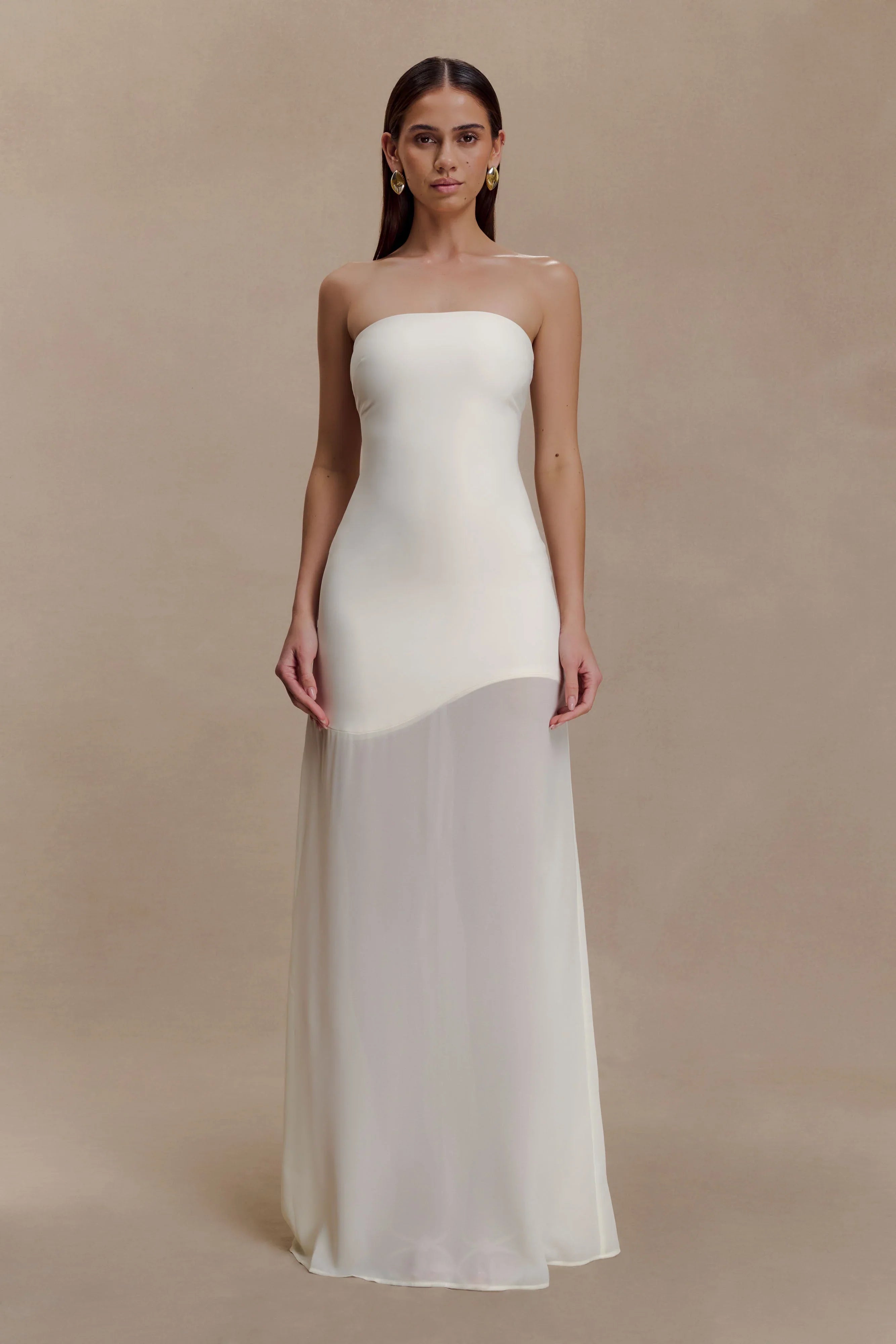 Mason Crepe And Chiffon Maxi Dress Ivory
