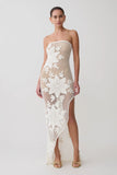 Mandie Hand Crochet Asymmetrical Maxi Dress White