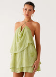 On The Go Beaded Mini Dress Mint