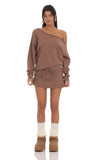 Cut Off Shoulder Jumper in Brown