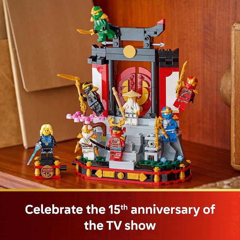 LEGO NINJAGO Ninja Character Display 15th Anniversary Building Toy for Kids Ages 14 Ninja Playset W Elemental Master of Lightning 7 Minifigures Gift Idea for Teen Boys Girls 71866