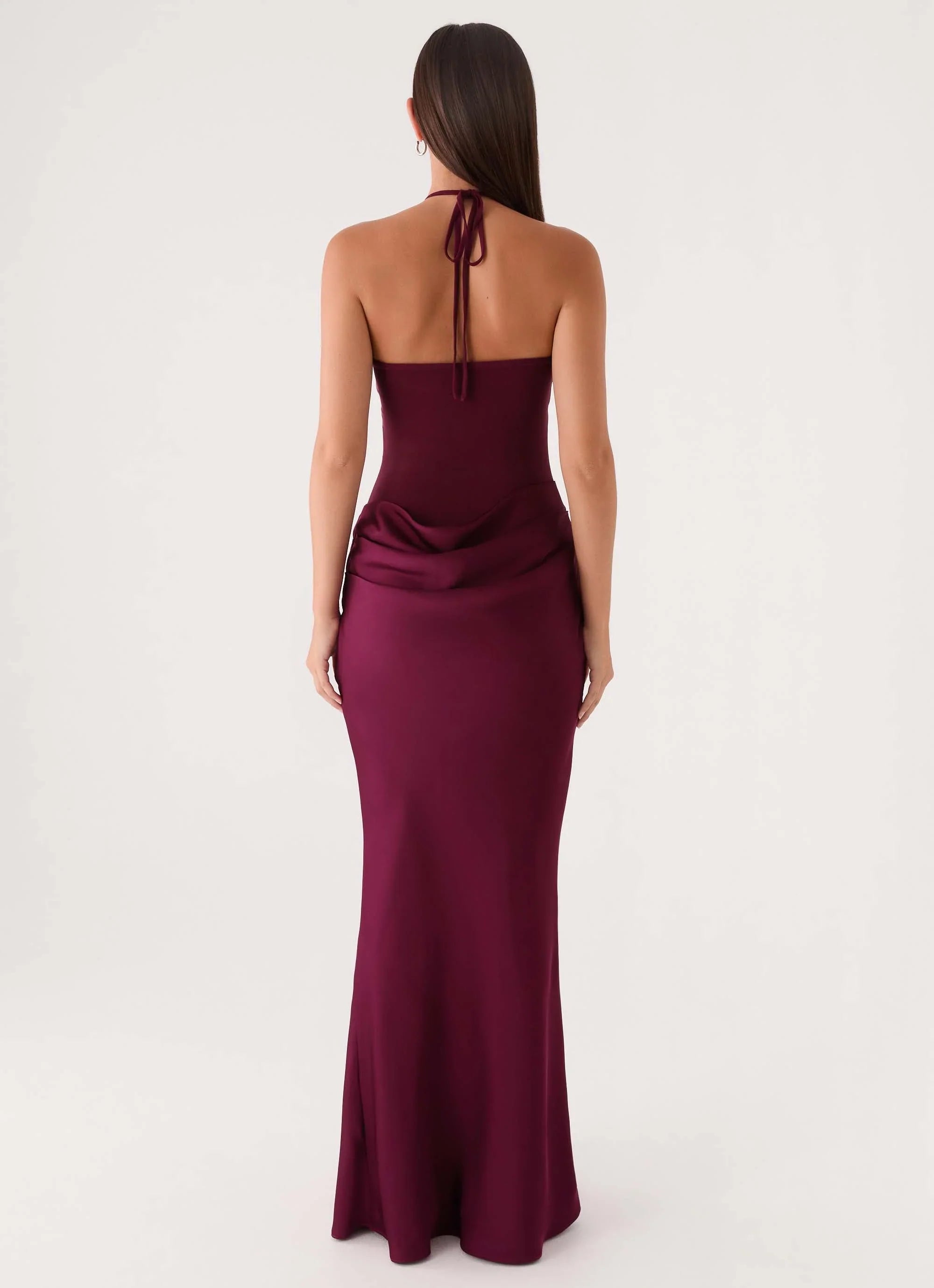 Verner Halter Maxi Dress Plum