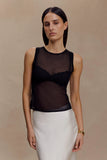 Dollie Sheer Knit Tank Top Black