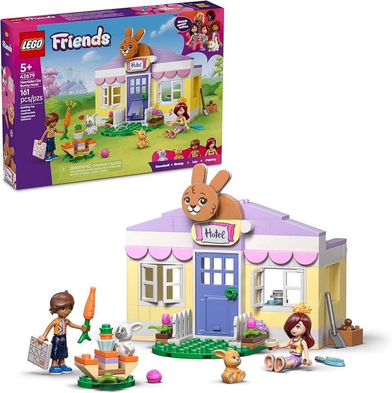 LEGO Friends Heartlake City Bunny Hotel Building Toy for Girls Boys Pretend Play Set for Kids Ages 5 W Paisley Leo Minidolls 2 Toy Bunnies Accessories Gift Idea for Birthdays 42679