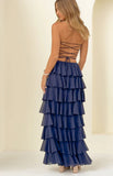 Kimberley Navy Strapless Ruffle Skirt Maxi Dress