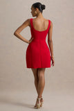 Corey Red Sweetheart Mini Dress With Bow Details