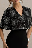 Agnella Black Embellished V Neck Maxi Dress