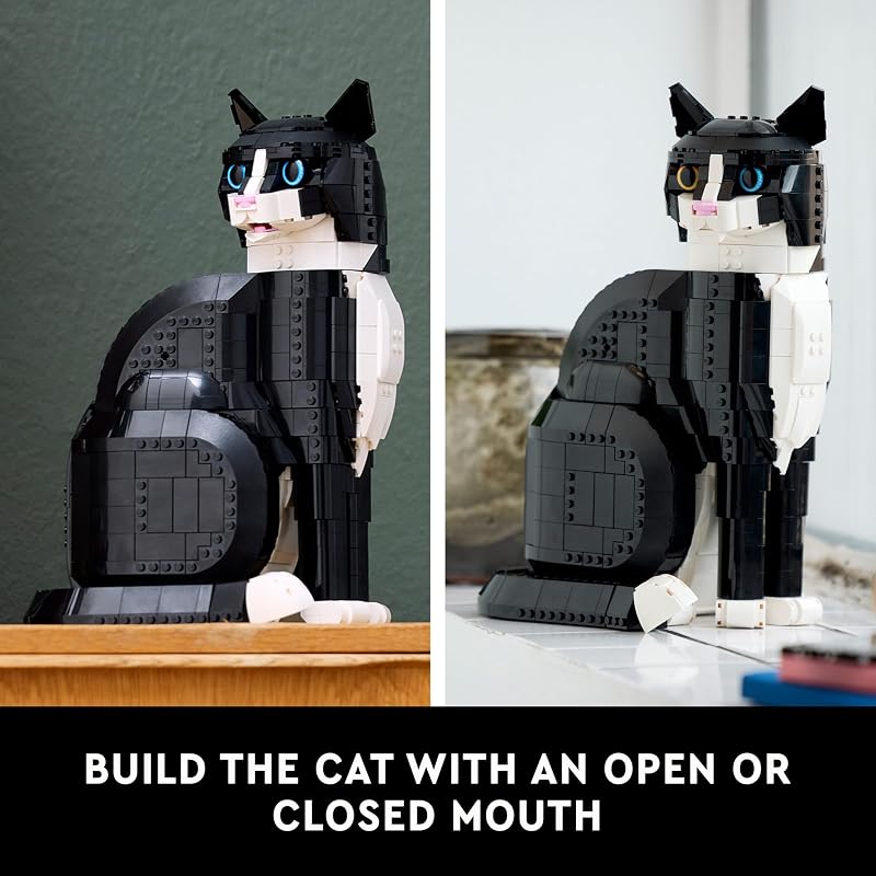 LEGO Ideas Tuxedo Cat Building Sets for Adults Ages 18 DIY Crafts Kit for Home Decor Living Room or Bedroom Gift for Animal Lovers 21349