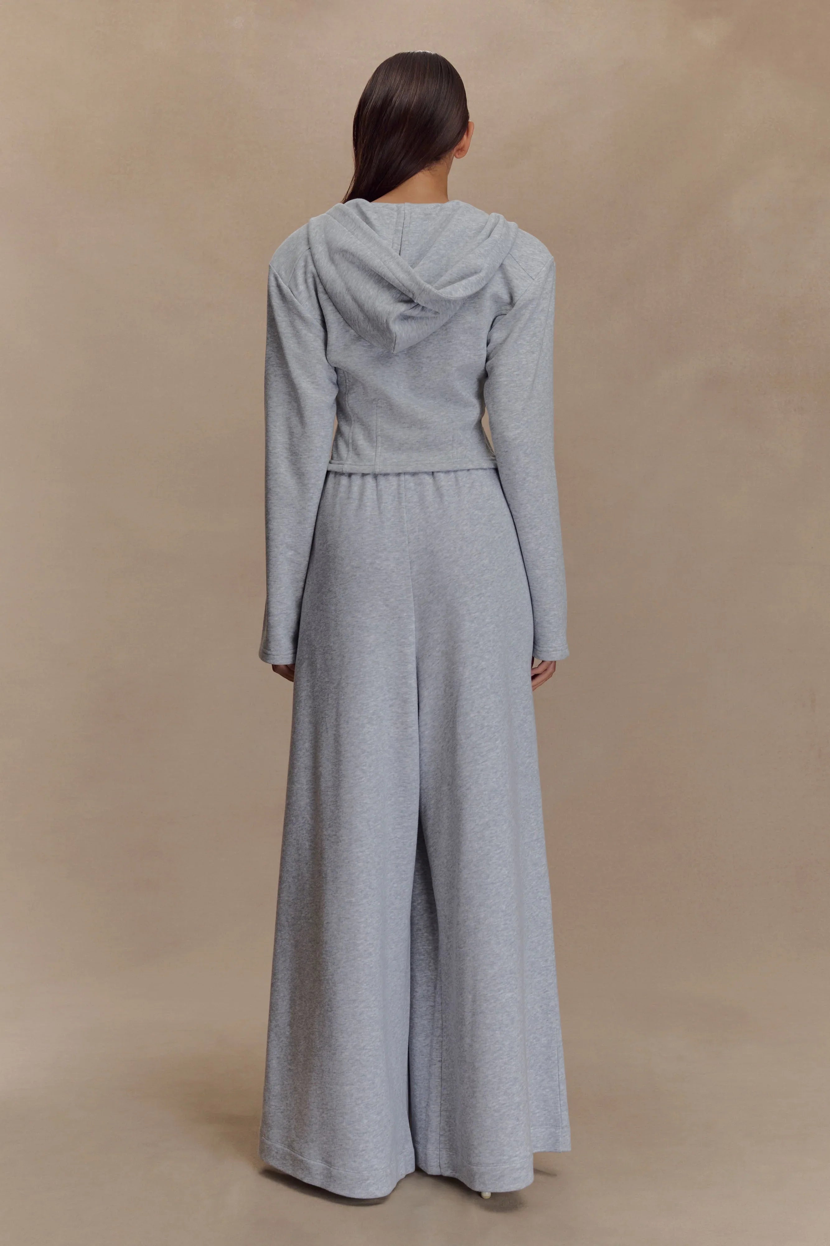 Aspen Gathered Wide Leg Jogger Light Grey Marle
