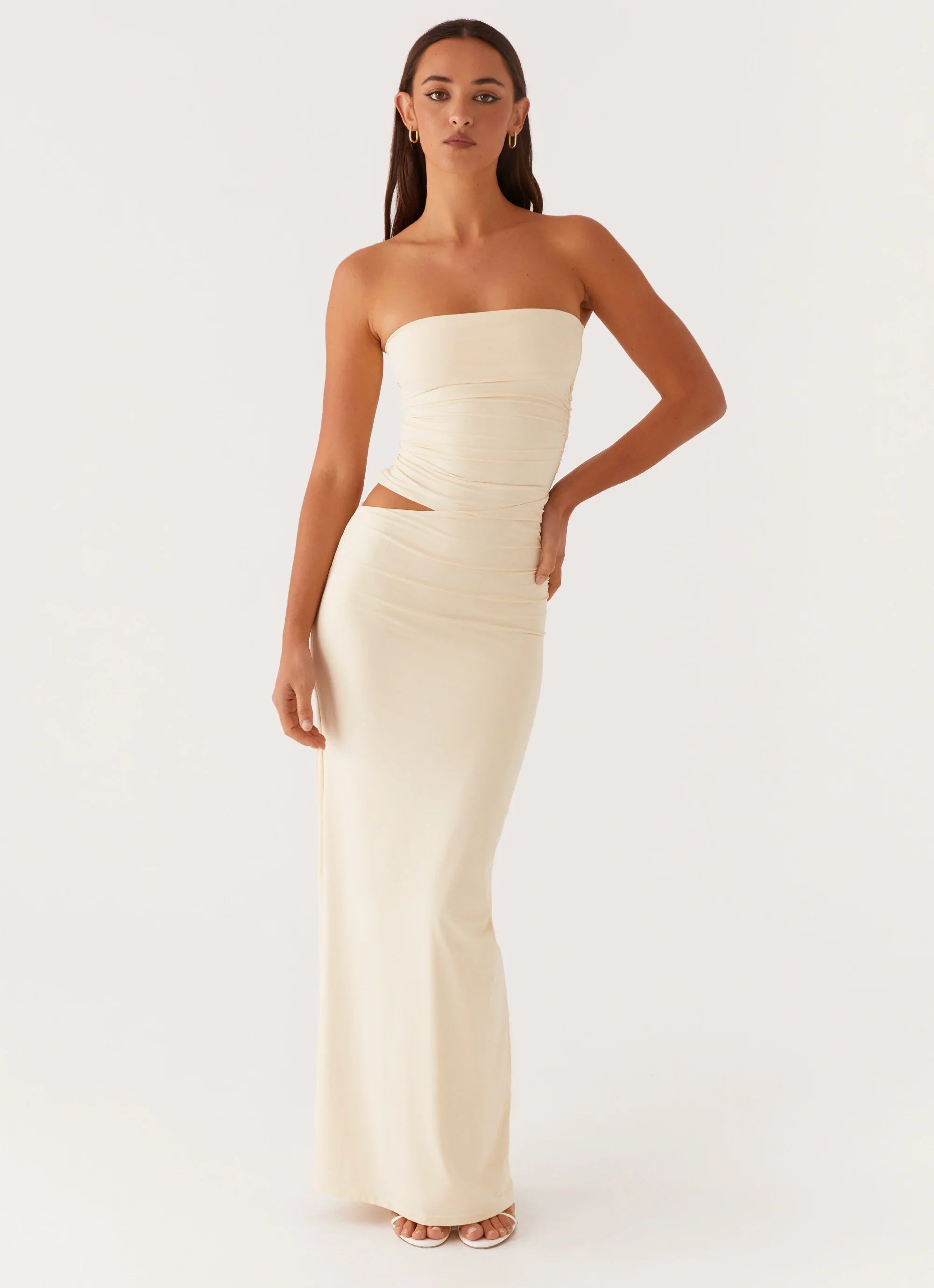 Romee Strapless Maxi Dress Pastel Yellow