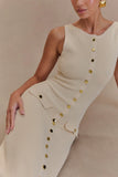 Sawyer Sleeveless Buttoned Maxi Dress Ivory