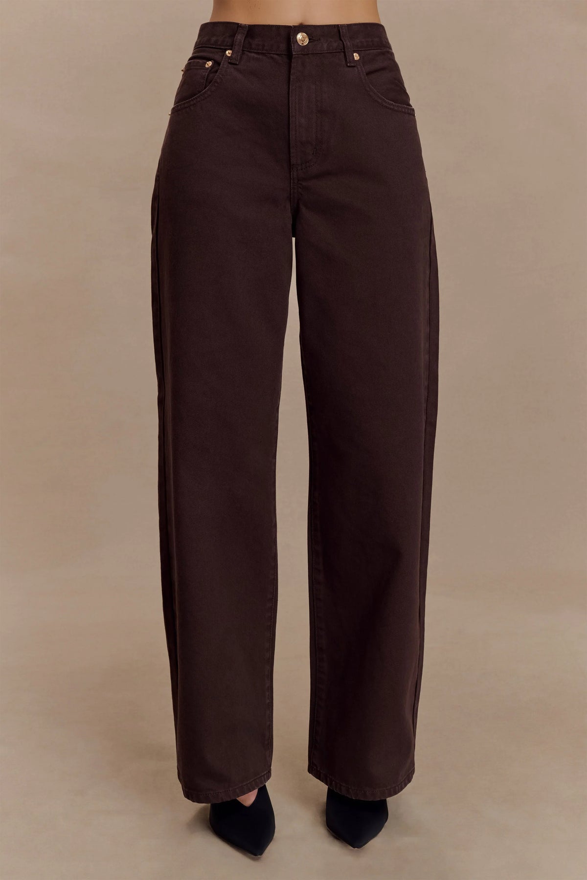 Mannon Mid Rise Denim Jeans Chocolate