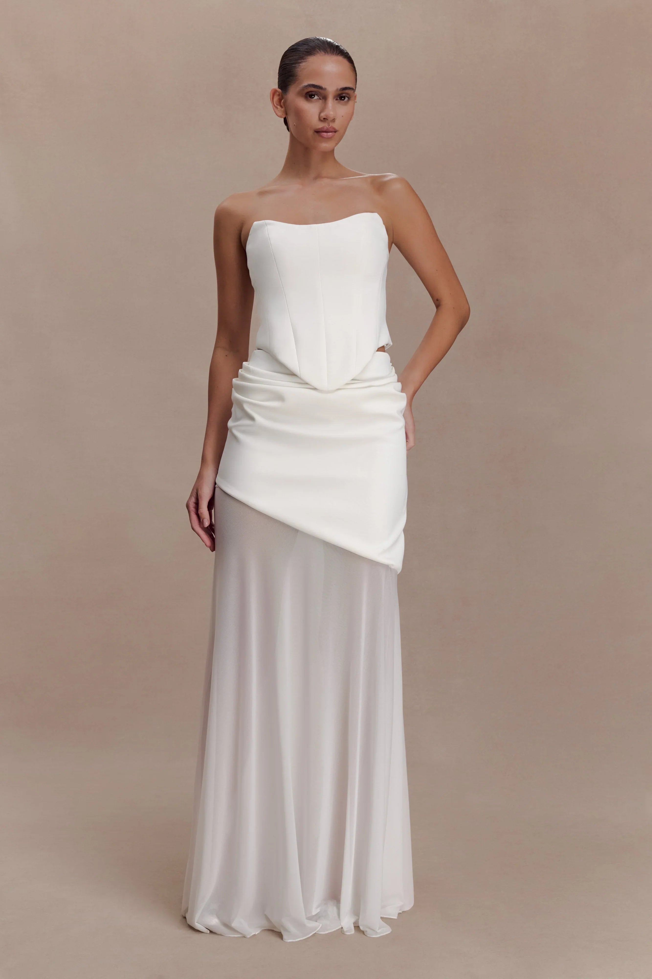 Karina Strapless Scuba Corset White