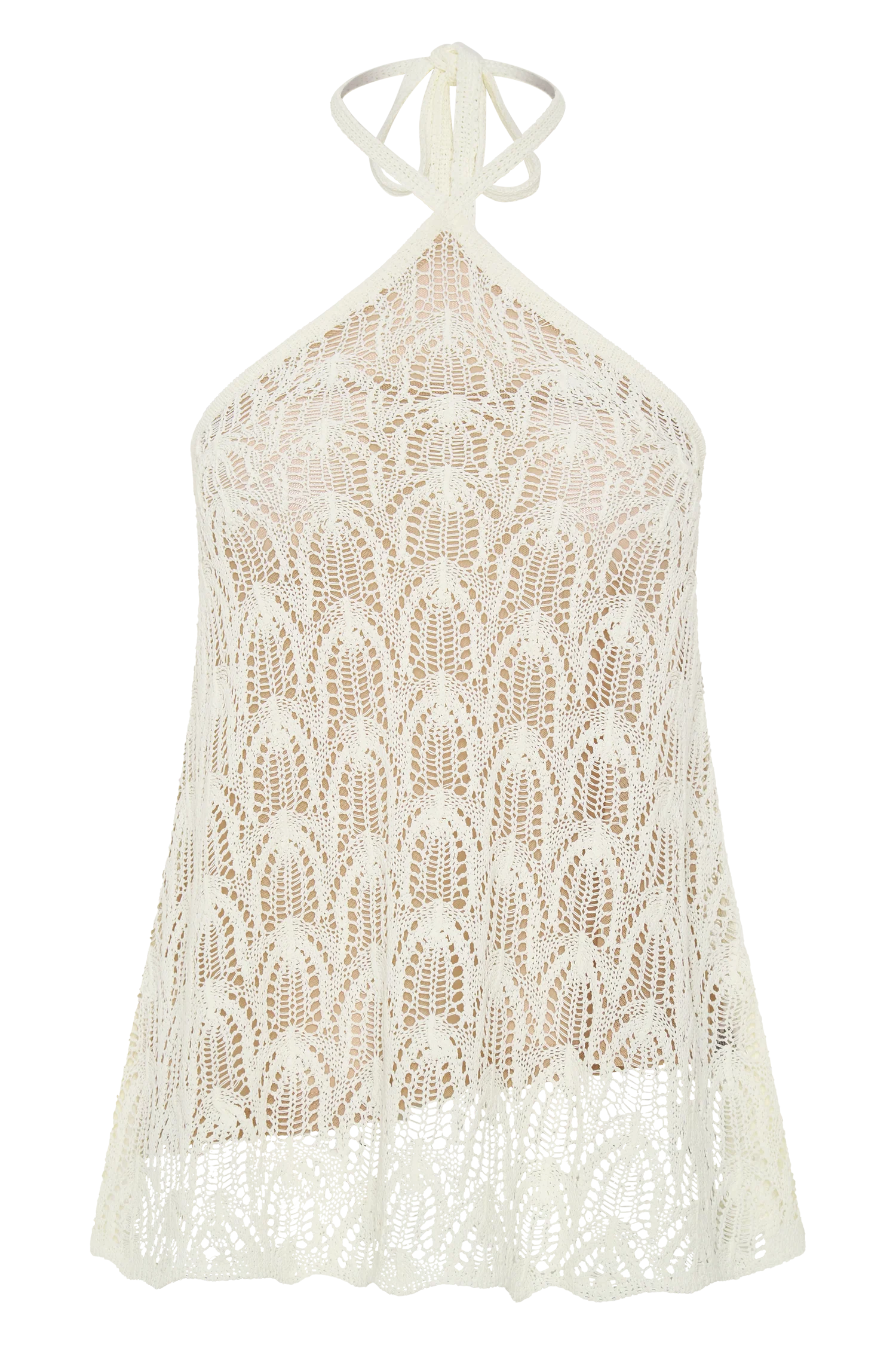 Corey Crochet Halter Neck Top Ivory