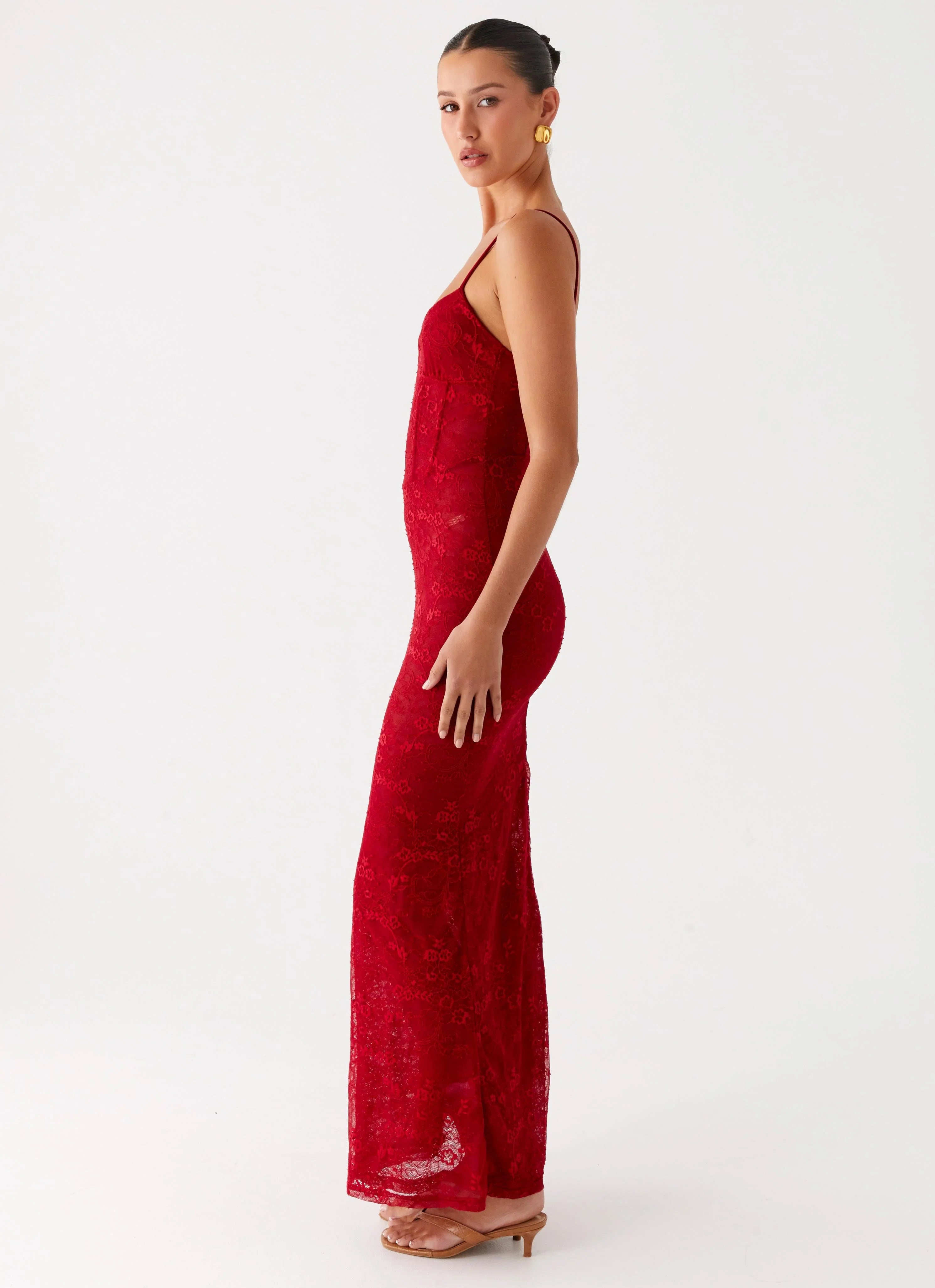 Rosa Corset Maxi Dress Red