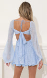 Deborah Dotted Chiffon Fit and Flare Dress in Blue