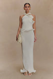 Caprice Halter Knit Maxi Dress White