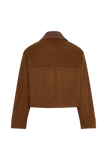 Remy Faux Suede Leather Collared Jacket Tan