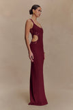 Angelique Beaded Crepe Maxi Dress Wine