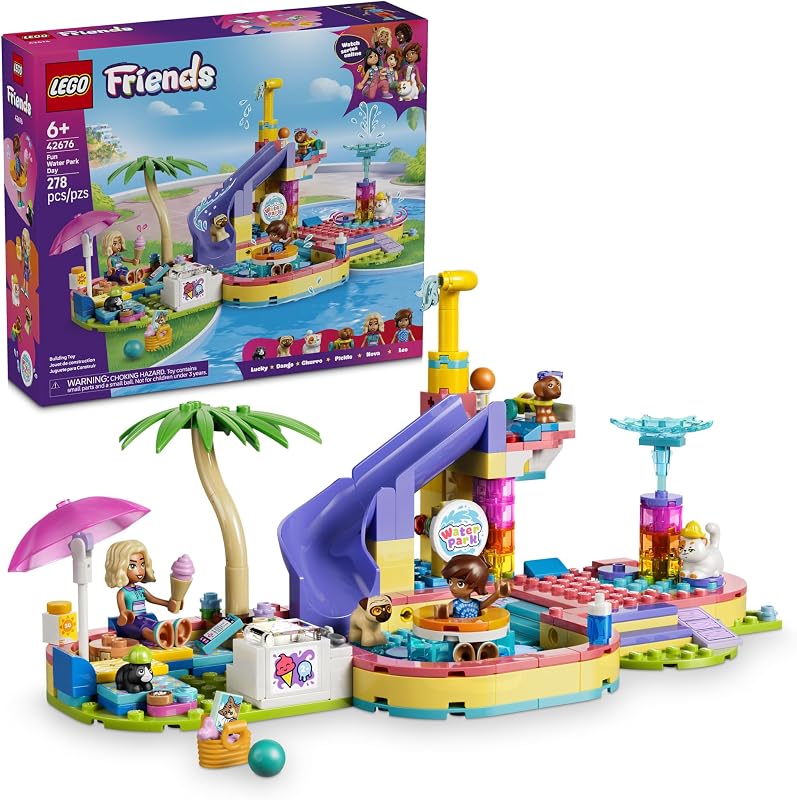 LEGO Friends Fun Water Park Day 42676 Building Toys for Girls Boys Ages 6 Playset W 2 Minidolls 4 Animal Figures 278 pieces Gift for Birthdays