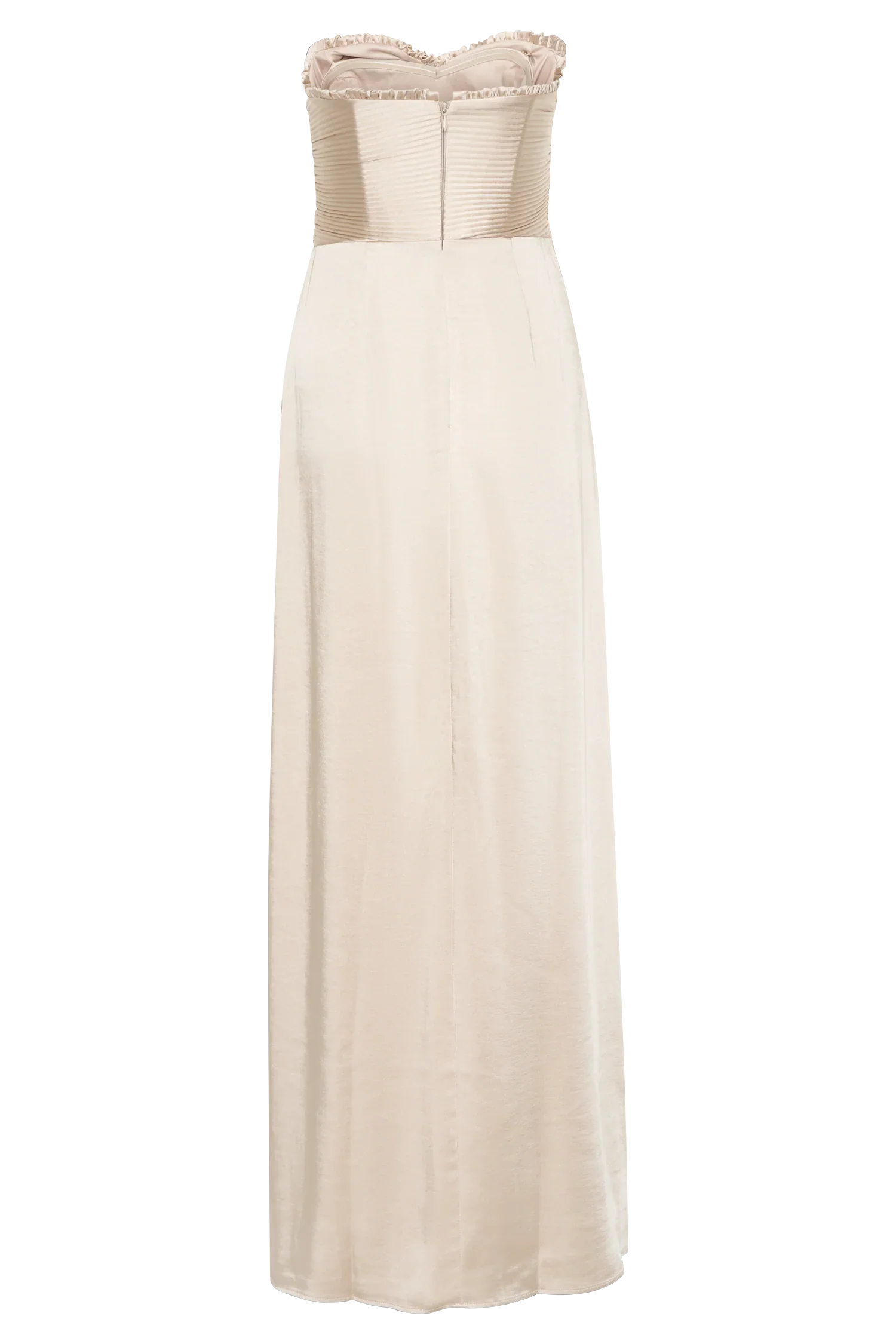 Larissa Satin Maxi Dress With Ruched Petals Blush Gold