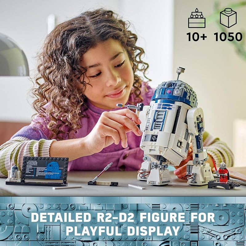 LEGO Star Wars R2 D2 Building Toy Set Play or Display Star Wars Toy for Boys Girls Ages 10 Gift Ideas for Kids Fans Includes 25th Anniversary Darth Malak Minifigure 75379