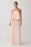 Sophia Satin Strapless Maxi Dress Peach