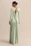 Jasira Mint Crew Neck Maxi Dress With Asymmetric Drop Waist