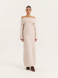 Camel Cable Knitted Maxi Skirt