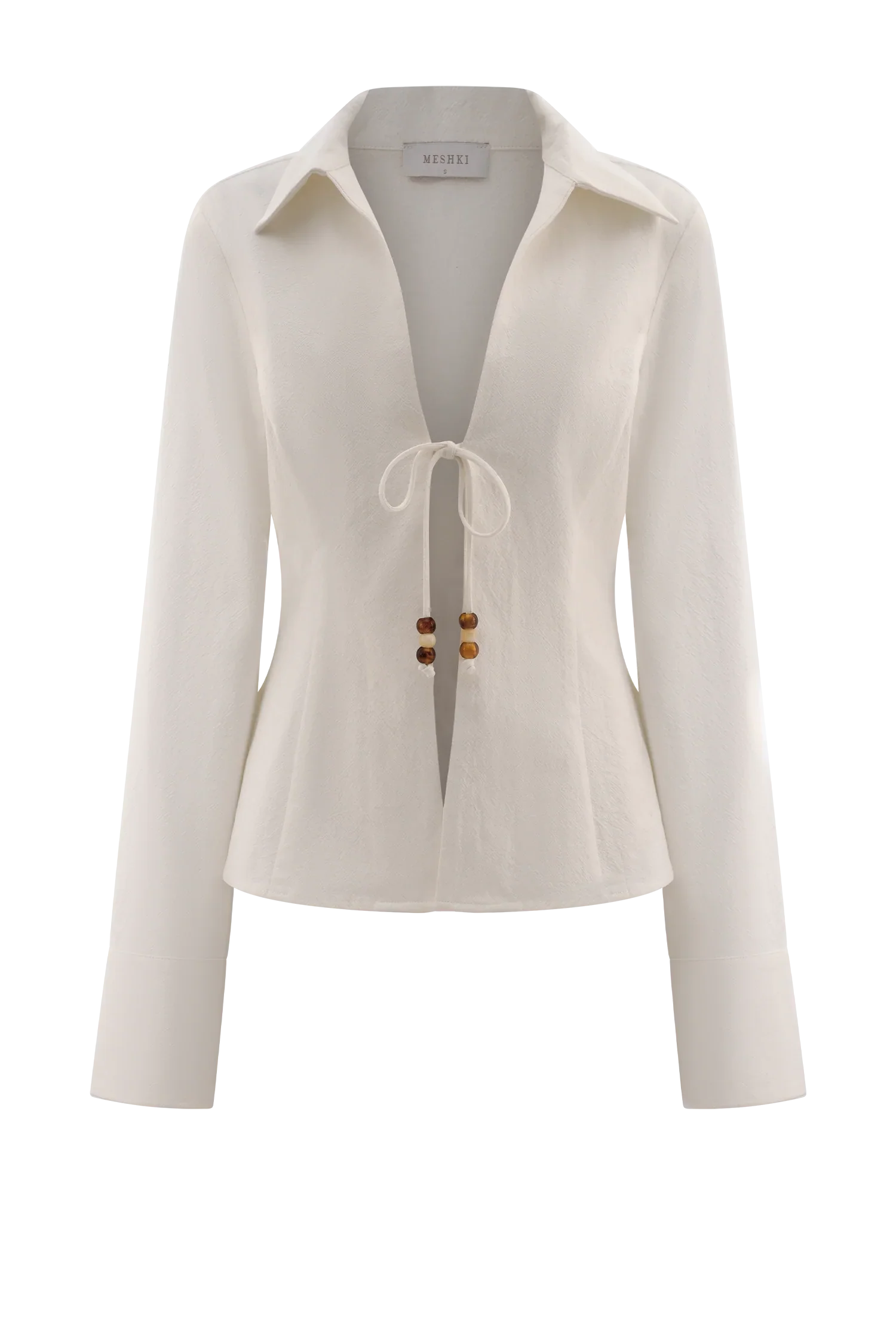 Annalee Cotton Beaded Tie Shirt White