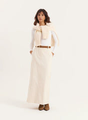Cream Corduroy Skirt