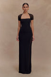 Wyatt Slinky And Mesh Maxi Dress Black