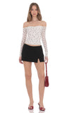 Polka Dot Off Shoulder Ruched Top in White