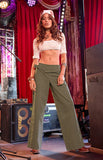 Rewind Green Buckle Detail Straight Leg Pants