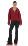 Knit Quarter Zip Jumper in Maroon