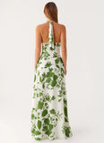 Ember Valley Cotton Maxi Dress Verdant Bloom