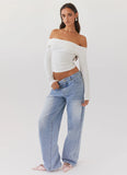 Keanna Low Rise Denim Jeans Light Blue