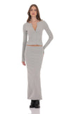 Ribbed Maxi Skirt in Grey